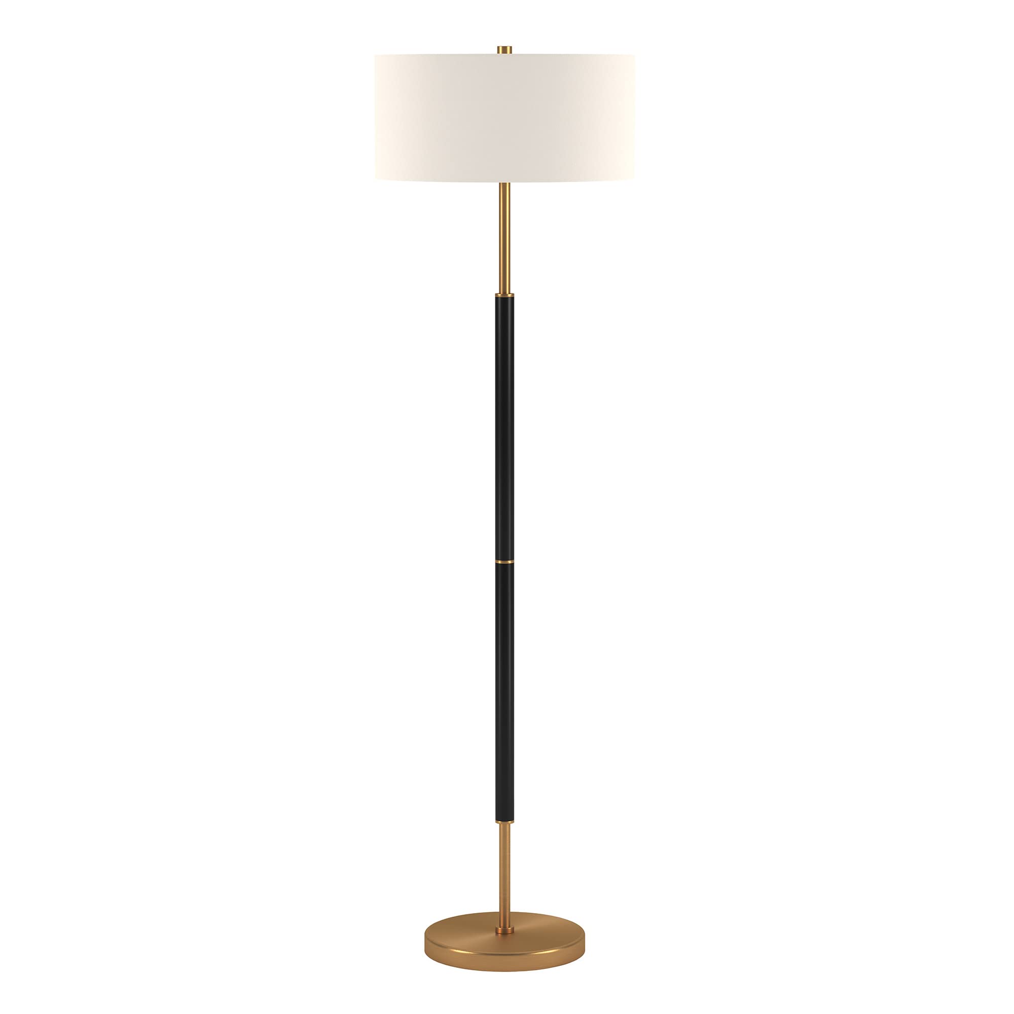 2-Light Floor Lamp with Fabric Shade in Matte Black/Brass/White and Color Ambiance