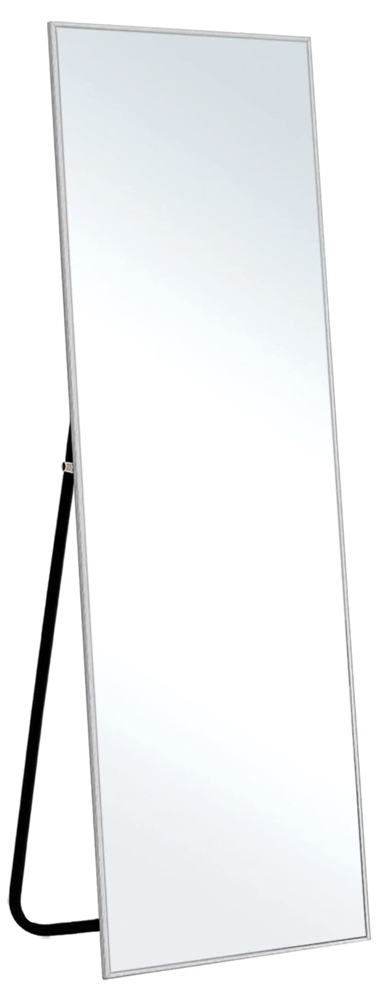 KIAYACI Full Length Floor Mirror with Stand 47"x16" Large Wall Mounted Full Body Mirror Horizontal/Vertical Bedroom Mirror Dressing Mirror Aluminum Alloy Frame Silver