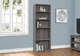 I BOOKCASE-72 H/Grey with 5 Shelves Bookcase, Gray