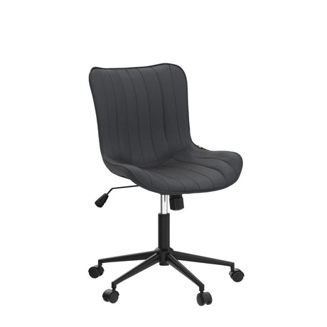 Black Ergonomic Home Office Desk Chair with Wheels Comfy Armless Criss Cross Chair