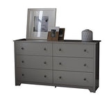 3 Piece Modern Bedroom Furniture Set - 6 Drawer Double Dresser for Bedroom/