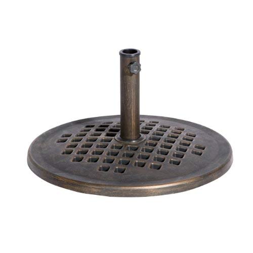 UBP24241-BR 24-Inch Cast Stone Umbrella Base, Made from Rust Free Composite Materials, Bronze Powder Coated Finish