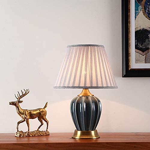 Desk Lamp Luxurious Chinese Ceramic Table Lamp Fashion Nightstand Lamp Fabric Lamp