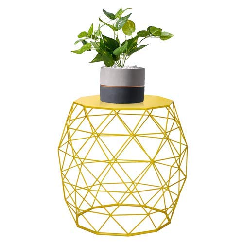 Home Garden Accents Wire Round Iron Metal Stool Side End Table Plant Stand Chair Hatched