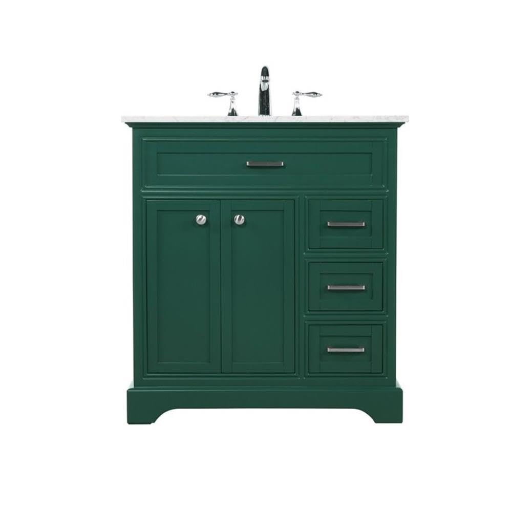 Americana 32" Metal MDF Marble Single Bathroom Vanity in Green