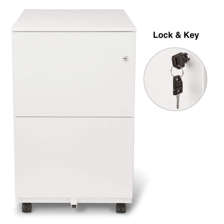 Modern Soho Design 2-Drawer Metal Mobile File Cabinet with Lock Key/Fully Assembled