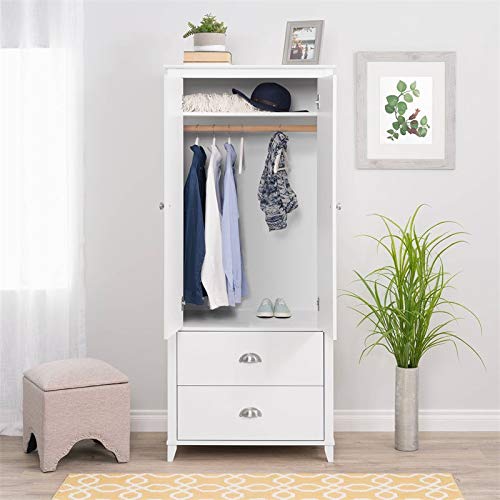100% Solid Wood Smart Wardrobe/Armoire/Closet, Mocha Color