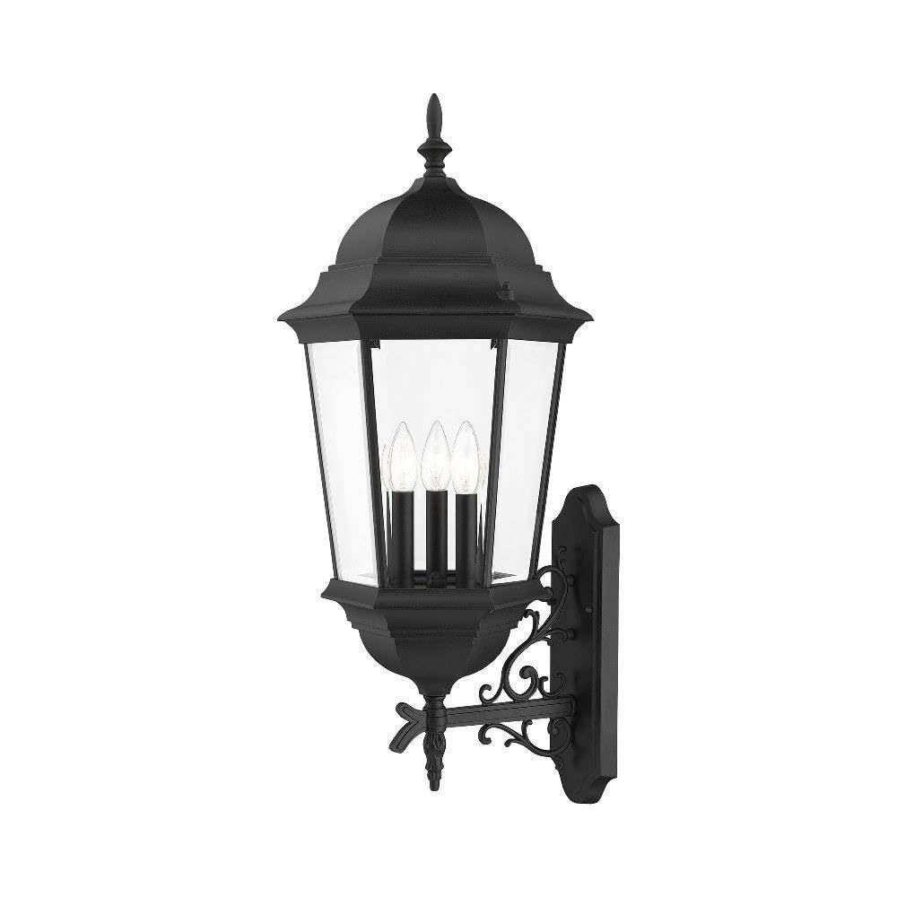 Lighting 7566-14 Hamilton Traditional 3-Light Outdoor Wall Lantern with Clear Beveled Glass