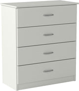 MDF Wood Simple 4-Drawer Dresser Easy to Assemble Chest of Drawers for Bedroom Living Room White