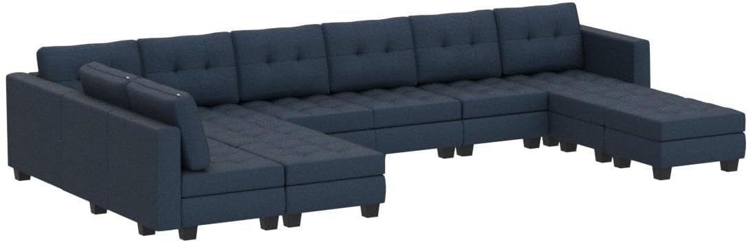 Modular Sectional Sofa Couch Oversied U Shaped Sofa Set with Storage Seats Convertible Sectional Sleeper Sofa with Reversible Chaise Blue