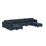 Modular Sectional Sofa Couch Oversied U Shaped Sofa Set with Storage Seats Convertible Sectional Sleeper Sofa with Reversible Chaise Blue