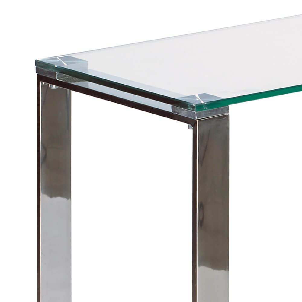 Polished Stainless Steel Legs and Durable Glass Top, Modern Home Furniture