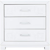 Raina Three Drawer Greek Key Night Stand, 0, Navy