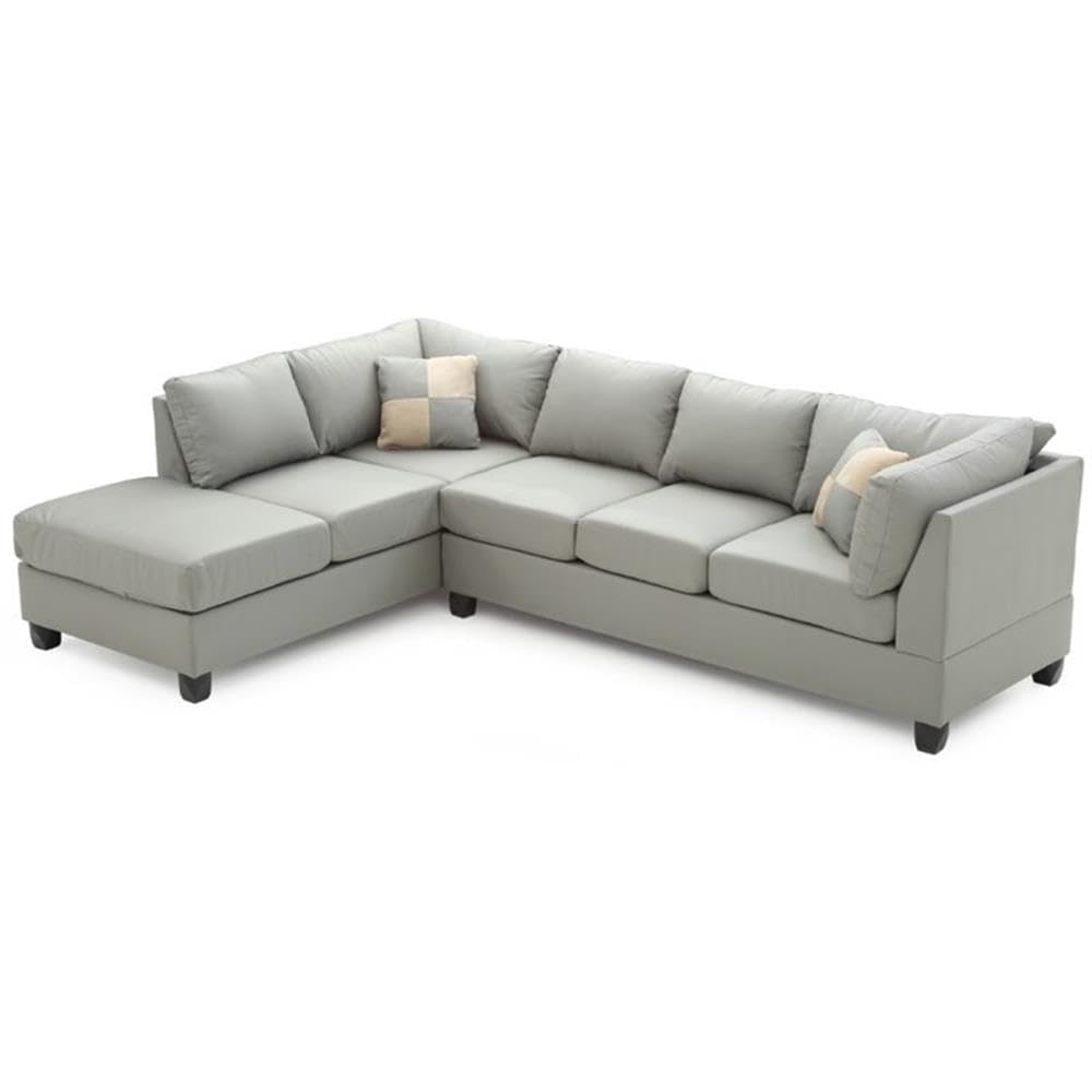 Malone Faux Leather Sectional in Gray