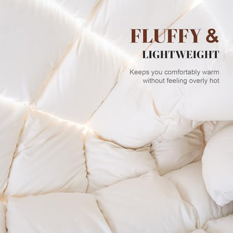 White King Size Feather Down Comforter,Filled with Feather and Down, All Season