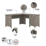 Trent Home 60" W Engineered Wood L Shaped Desk with Hutch in Driftwood Gray