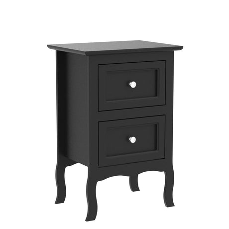 Black Nightstand Set of 2 for Bedroom, Vintage Small Night Stand with Drawers, Farmhouse Side Table,