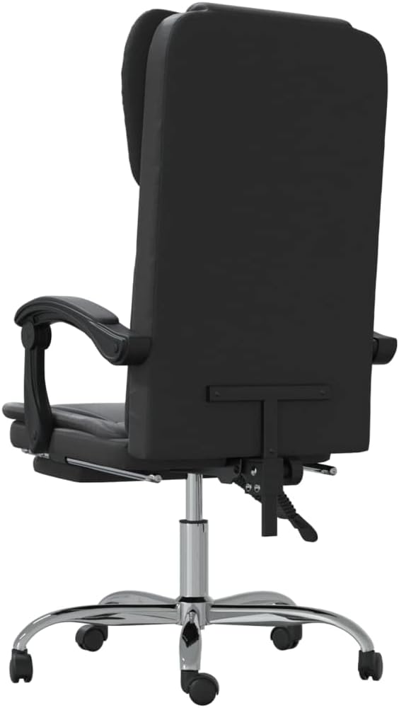 Reclining Office Chair Black Faux Leather (15.2 KG/33.44 LBS)