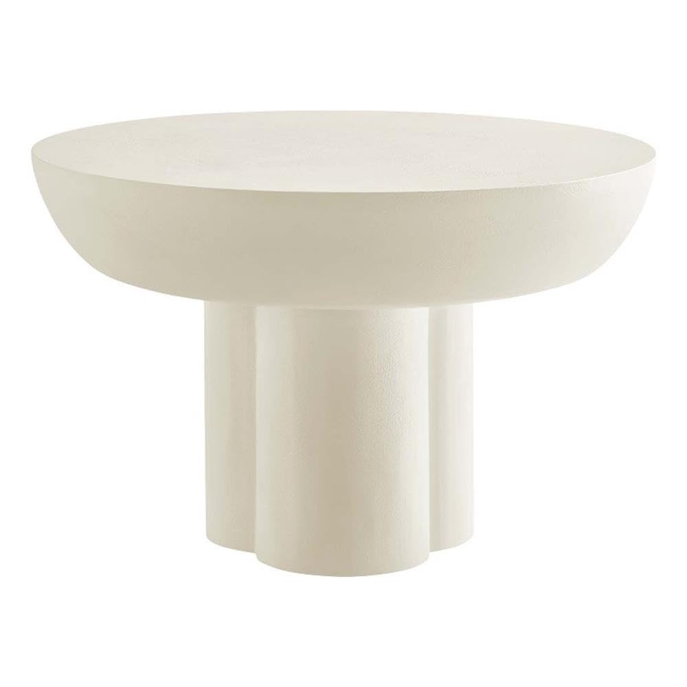 6760-WHI Caspian Round Concrete Coffee Table, White