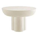 6760-WHI Caspian Round Concrete Coffee Table, White