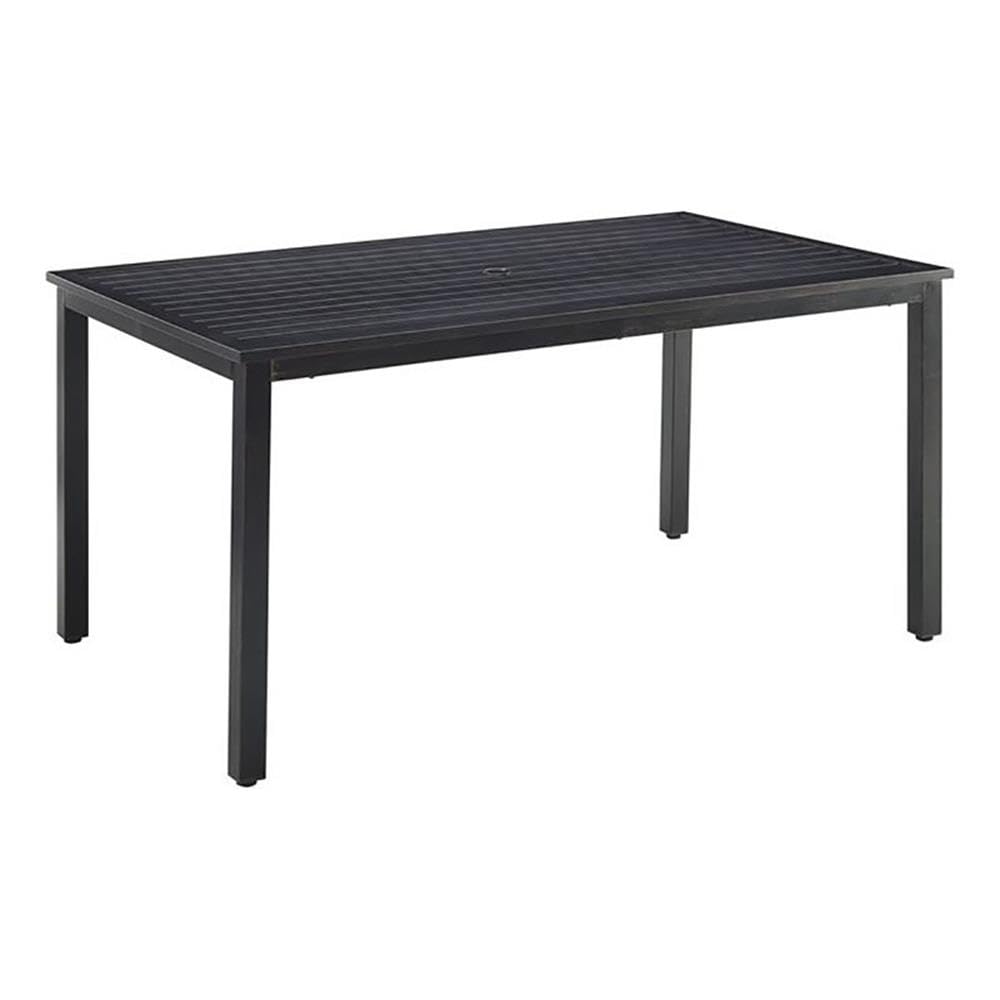 Kaplan 6-Person Rectangular Outdoor Dining Table with Umbrella Hole for Outside Patio