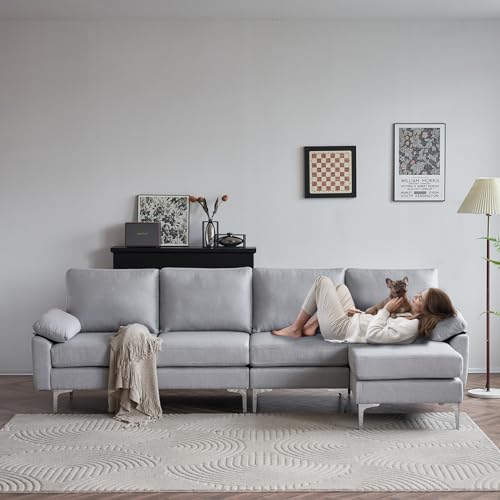 Convertible Sectional Sofa 110" L-Shape Sofa Couch 4-Seat Couch