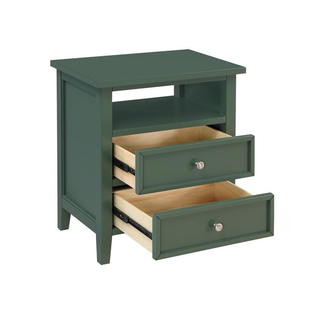 Walker Vintage Green Wood 2-Drawer Nightstand