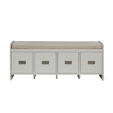 Upholstered Bench with Removable Cushion in Beige and White