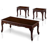 Alice Solid Wood 3-Piece Coffee Table Set in Dark Cherry