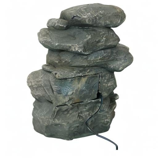 Stacked Rocks 10.5 Inch Indoor Tabletop Water Fountain with LED Lights - Quiet Sounds