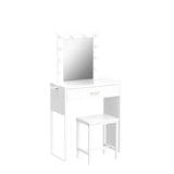 Vanity Desk with Mirror and Lights, White Vanity Table and Chair Set, Brightness Adjustable,