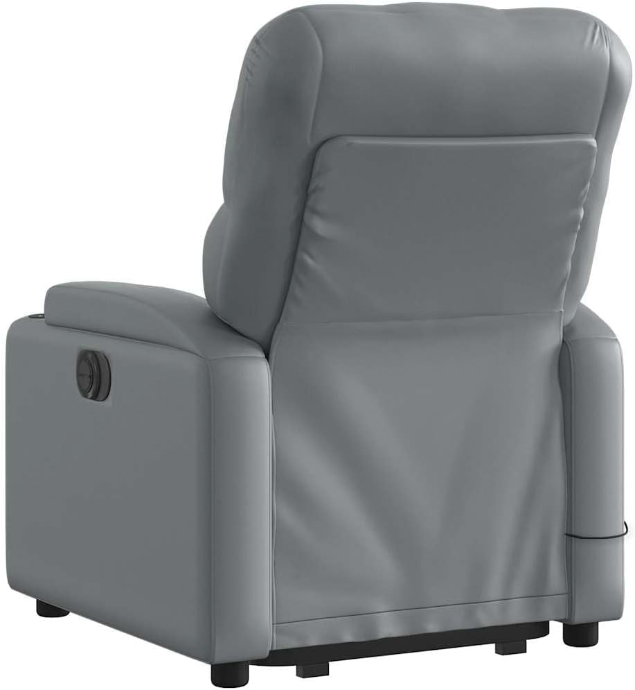 Gray Faux Leather Power Lift Massage Recliner - Electric Stand-Up Assist, Manual Tilt,