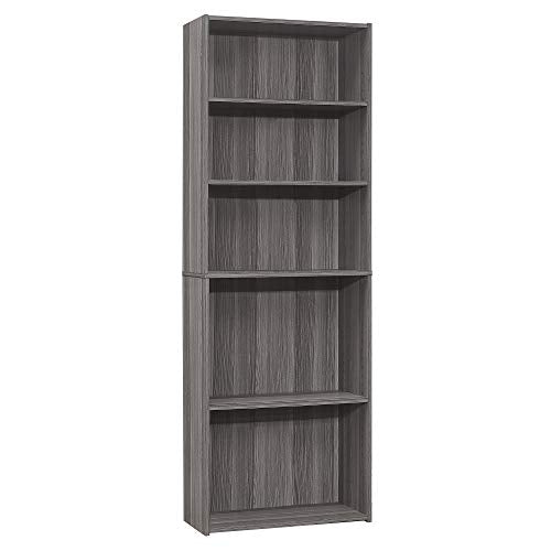 I BOOKCASE-72 H/Grey with 5 Shelves Bookcase, Gray