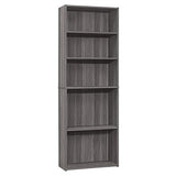 I BOOKCASE-72 H/Grey with 5 Shelves Bookcase, Gray
