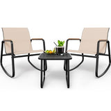 Patio Rocking Bistro Set, 3 Piece Durable Textilene Outdoor Furniture Set