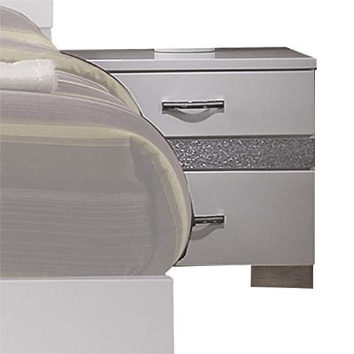 Wood and Metal 2-Drawers Bedroom Nightstand in White
