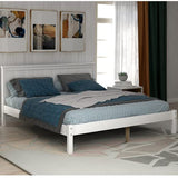 Rustic Style Wooden Bed with Wood Slat Support, No Box Spring Needed, Full Size, White