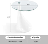 21" Tall Contemporary Round Glass Coffee Table, Tempered Glass End Table