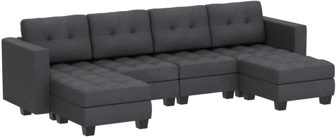 Modular Sectional Sofa with Storage Velvet U Shaped Couch with Reversible Chaises