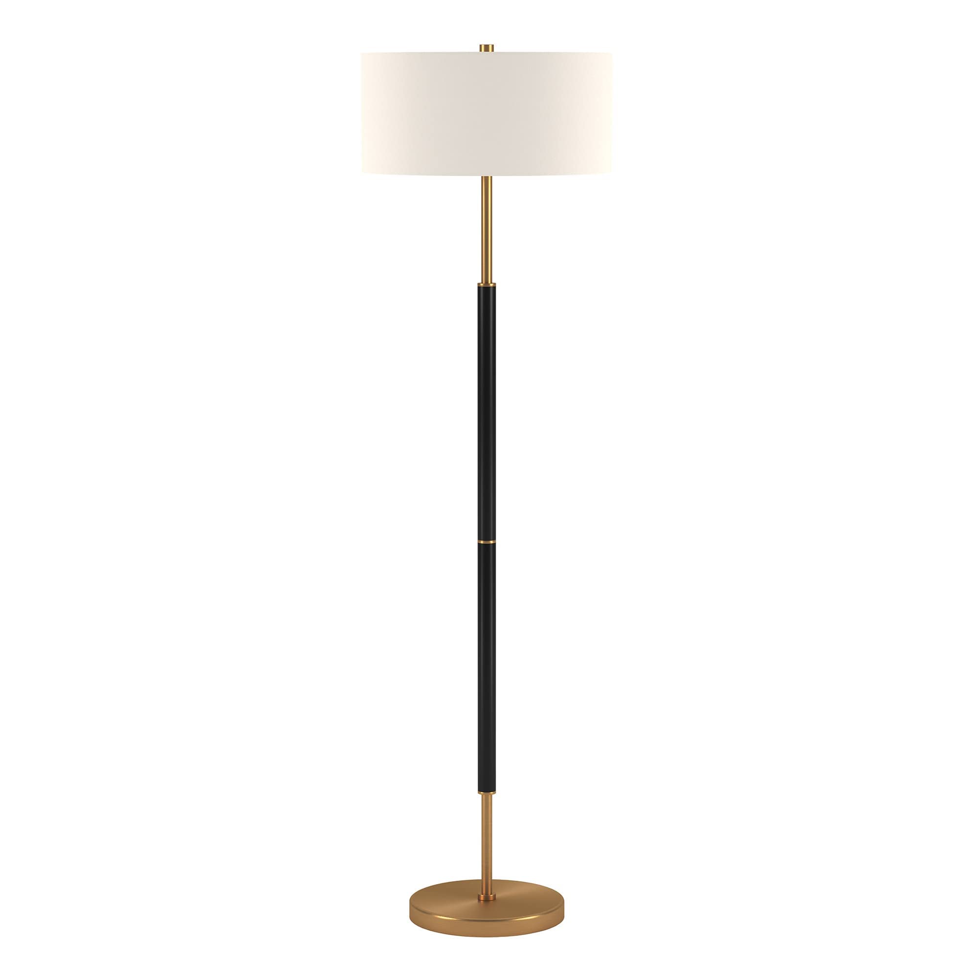 2-Light Floor Lamp with Fabric Shade in Matte Black/Brass/White and Color Ambiance