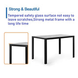 Kitchen Dining Table Set for 4,Modern Tempered Glass Rectangular Dining Table