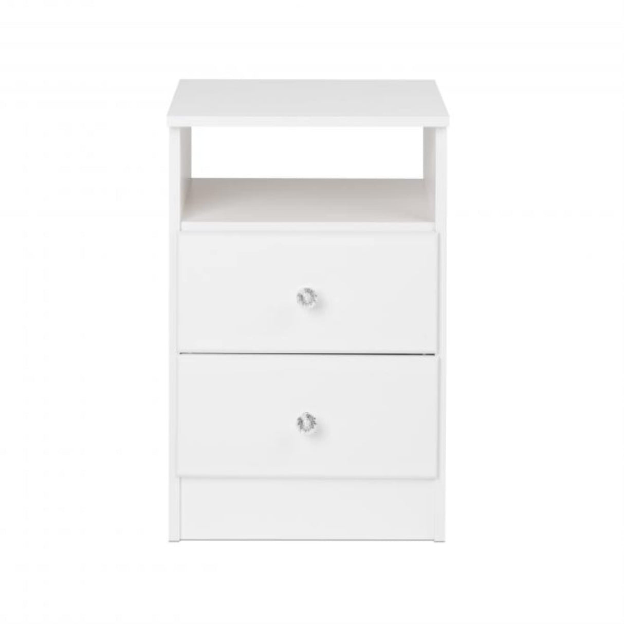 Astrid Simplistic Nightstand with 2 Drawers and Open Shelf, Functional Bedside Table