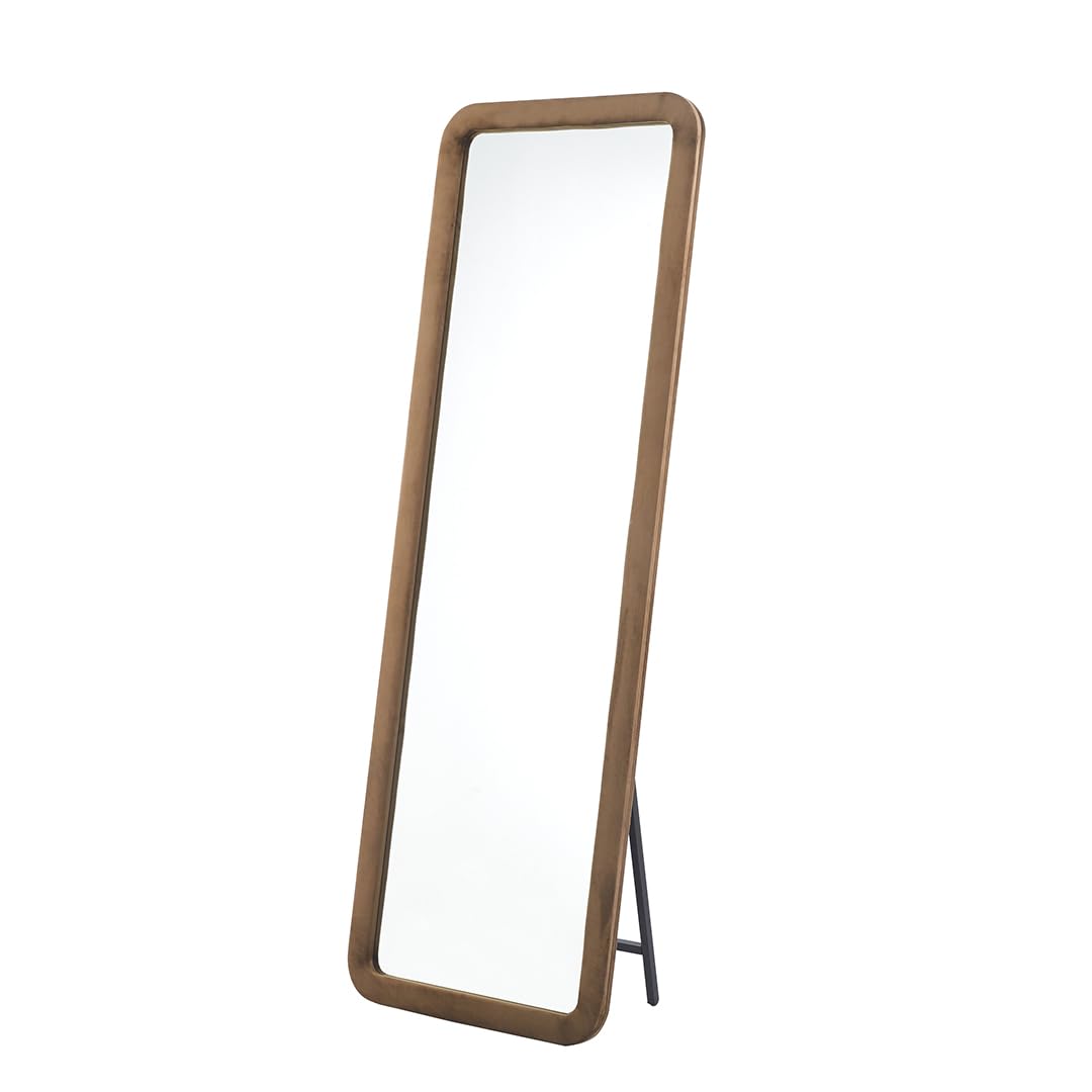 Nook & Trove 67”x23.6” Full Length Rectangle Mirror with Stand Brown Velvet Frame, Modern Full Body Mirror for Bedroom, Living Room, Standing Hanging or Leaning Against Wall