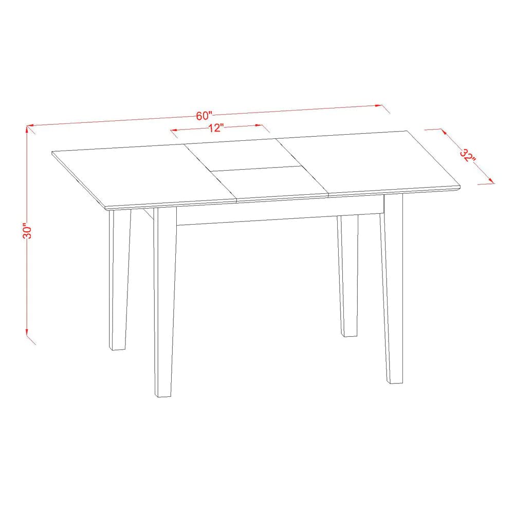 East West Furniture PSDR6C-MAH-01 6 Piece Dining Set Contains a Rectangle Kitchen Table with Butterfly Leaf and 4 Cream Linen Fabric Parson Chairs with a Bench, 32x60 Inch