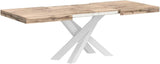 Emma 140 Extendable Dining Table, Rustic Oak with White Crossed Legs,