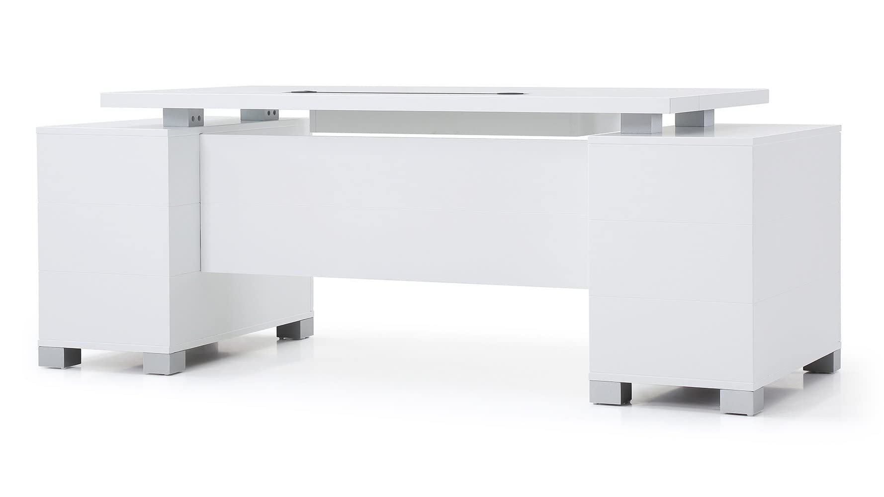 Furniture 79" Modern Ford Executive Desk with Filing Cabinets -