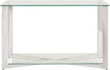 Townley Collection Console Table with Polished Stainless Steel Legs and Durable Glass Top