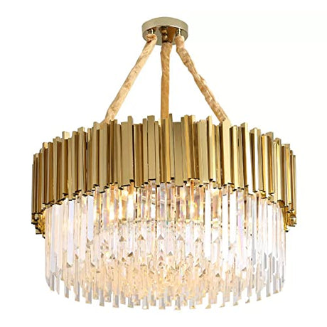 Drum K9 Crystal Pendant Light Post-Modern Living Room LED Chandelier Lamp Art Deco