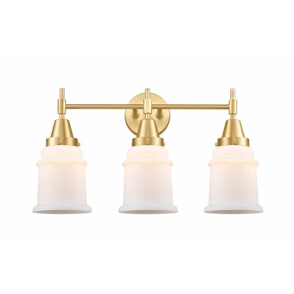 3 Light Bath Vanity-12.5 Inches Tall and 24 Inches Wide-Satin Gold Finish-Matte White Glass Color