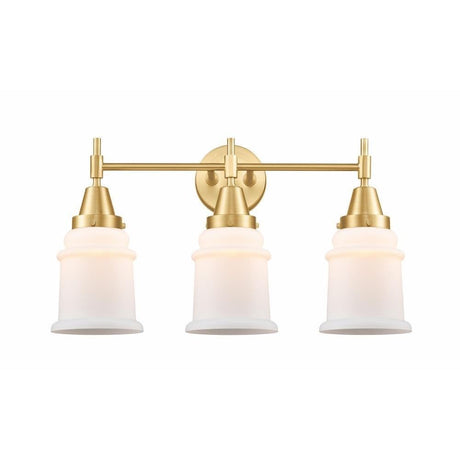 3 Light Bath Vanity-12.5 Inches Tall and 24 Inches Wide-Satin Gold Finish-Matte White Glass Color